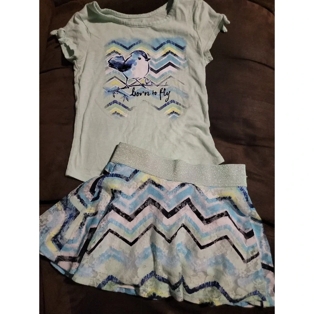 Justice born to fly bird top and skort size 7